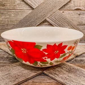 Vintage Gibson Home, New Poinsettia, Fine Ceramic Serving Bowl-9.25”-#135923.01